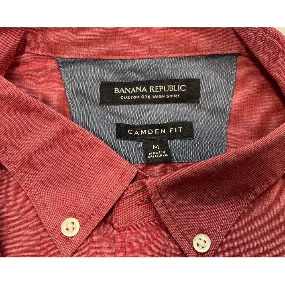 Banana Republic Shirt Men M Flip Cuff Salmon Camden Fit Custom 078 Wash Preppy - Picture 3 of 6